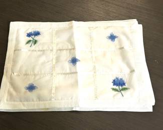 Set of 4 white and blue floral placemats,  was $14, NOW $8