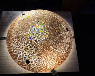 Bronze & multi-color art glass saucer for flush ceiling mount chandelier, 13.5"W(?),  was $295, NOW $175