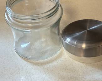 Mid-Century Modern Glass Canister with Metal Lid