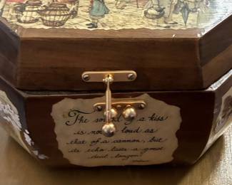Vintage Anton Pieck Decoupage Wooden Purse