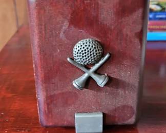 Vintage Golf Theme Desk Set - Pencil Holder and Business Card Holder