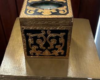 Florentia Italian Gilt and Black Tissue Box Cover