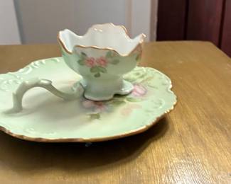 Lefton "Heritage Green" Rose Pattern Teacup and Snack Plate Set