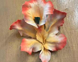 Capodimonte Porcelain Orchid Flower Sculpture