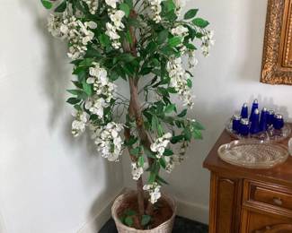 Artificial Wisteria Tree with Woven Basket