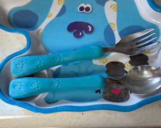 Blue's Clues Children's Melamine Plate and Cutlery Set