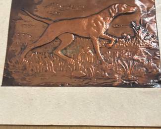 Vintage Repoussé Copper Pointer Dog Plaque