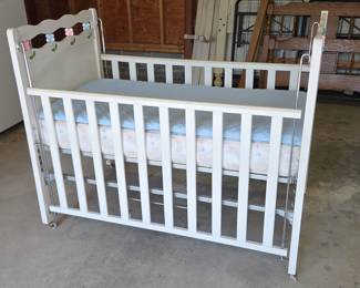 Vintage Decorative Wooden Crib with Bunny Motifs