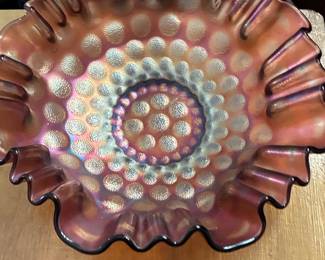 Fenton Amethyst Carnival Glass Coin Dot Bowl