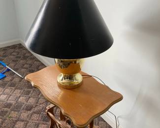 Brass Urn Table Lamp with Black Shade