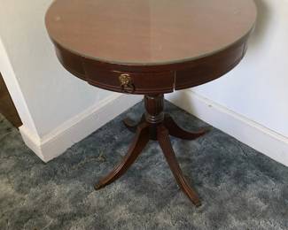 Mersman Federal-Style Mahogany Drum Table with Lion Head Pull