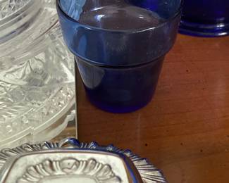 Vintage Cobalt Blue Glass Flower Pot/Planter