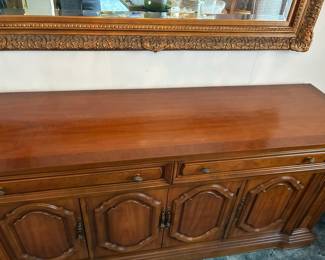 Drexel French Provincial Louis XV Carved Walnut Sideboard or Bar Cabinet