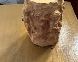 Hayes Parker Sandstone Plaster Pillar Candle Holder with Cherubs