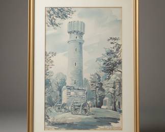 George Little Watercolor: Wilder Monument, Chickamauga Battlefield