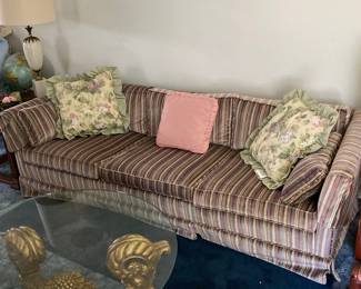 Traditional Striped Three-Cushion Sofa by Clayton Marcus