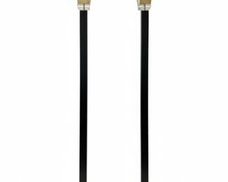 Pair of Postmodern Brass and Lucite Torchiere Floor Lamps