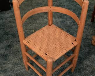 Vintage Corner Chair with Woven Seat
