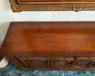 Drexel French Provincial Louis XV Carved Walnut Sideboard or Bar Cabinet