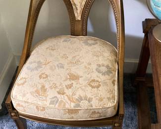 Louis XVI Style Giltwood Side Chair with Floral Upholstery