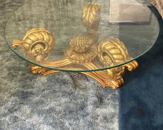 Hollywood Regency Giltwood Acanthus Leaf Coffee Table