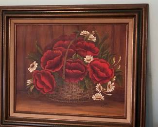 Floral Still Life Painting by E. Dobo