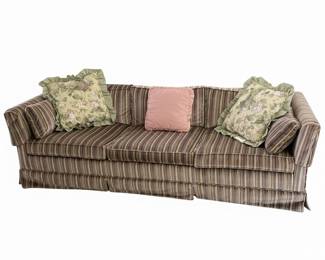 Traditional Striped Three-Cushion Sofa