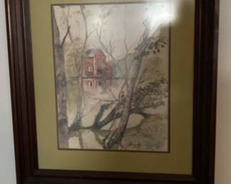 Vintage Watercolor Print of a Mill by John Haymson