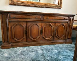Drexel French Provincial Louis XV Carved Walnut Sideboard or Bar Cabinet