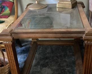 Vintage Mastercraft Brass & Glass Side Table