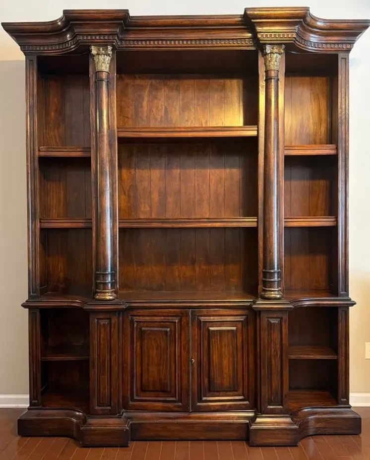 01 Traditional wood library wall bookcase