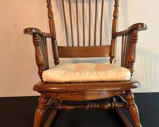 02 Oak pressback rocking chair