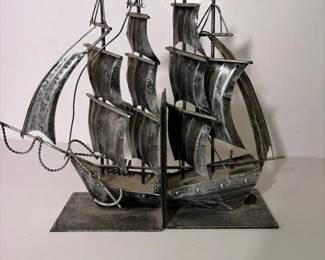 224 pairofmetalsailboatbookendsnautical
