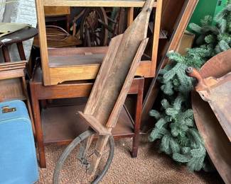 505 antiquewoodenwheelbarrowstylecart