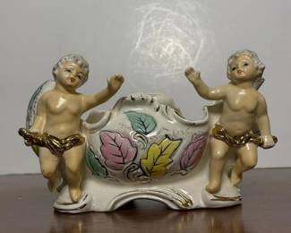 006 vintageceramiccherubplanter