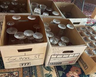 314 largelotofglassplasticdrinkware