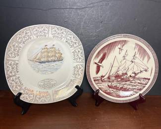 161 twodecorativeplateswithnauticalship