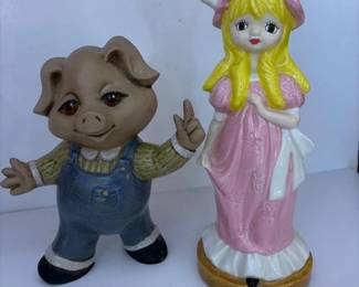 226 ceramicgirlfigurineandpigfigurine