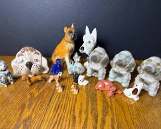 070 assortedvintageceramicpuppydogfigur