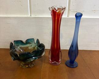 102 twocolorfulartglassvasesandfreefor