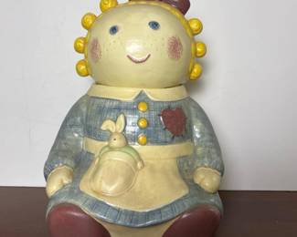 141 vintagedollshapedceramiccookiejar