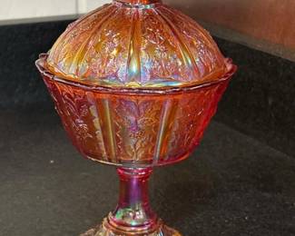362 iridescentpressedglasscoveredcompote