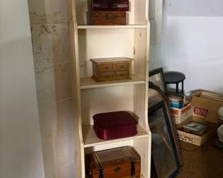 254 tallnarrowshelfwithassortedvintage