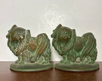 003 castmetalpekingesedogbookends