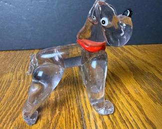 060 glassdogfigurinewithredcollar