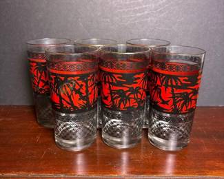 094 setofsixredandblackpalmtreepatte