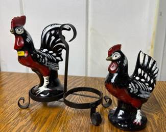 056 pairofvintagejapanroosterandhensa
