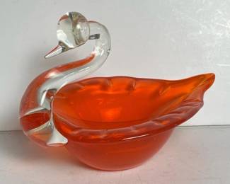 192 artglassswanbowlorangesommersostyl