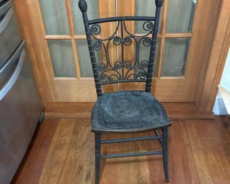 487 vintagewoodandrattansidechairwith