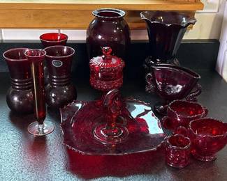 116 assortedrubyredartglasstablewarepi